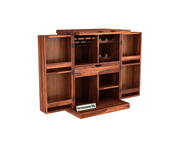 Wooden Diamond Bar Cabinet with Drawer for Living Room & Home (Honey Finish)