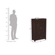 Wooden Bookshelves for Living Room with Drawer Storage (Walnut Finish)