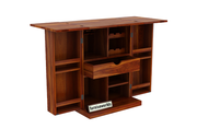 Wooden Bar Cabinet for Home with Doors (Honey Finish)