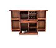 Wooden Diamond Bar Cabinet with Drawer for Living Room & Home (Honey Finish)