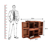 Wooden Diamond Bar Cabinet with Drawer for Living Room & Home (Honey Finish)
