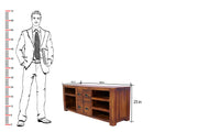 Solid Wood Tv Unit with Storage for Living Room (Kapasi Brown Finish)