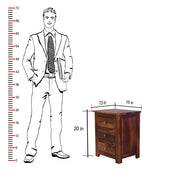 Wooden Bedside Table with Storage for Living Room in Mahogany Finish