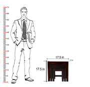 Wooden Nesting Tables Set of 3 Stools for Living Room in Walnut Finish