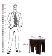 Wooden Nesting Tables Set of 3 Stools For Living Room in Walnut Finish