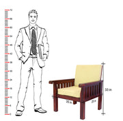 Solid Wood 5 Seater sofa Set with Coffee Table in Natural Finish