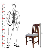 Wooden Dining Chair Set of 2 for Living Room in Teak Finish