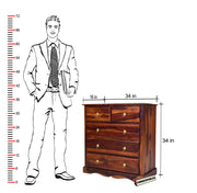 Wooden Chest of Drawers for Living Room in Honey Finish