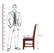 Solid Wood High Back Dining Chair Set of 2 for Dining Room in Teak Finish