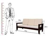 Solid Wood 5 Seater Sofa Set for Living Room & Office (Walnut Finish)