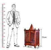 Wooden Tample for Home with Drawer in Honey Finish