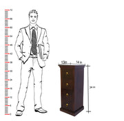 Mango Wood Bedside Table with Drawers for Living Room in Walnut Finish