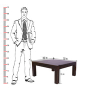 Solid Wood Square Center Coffee Table for Living Room in Walnut Finish