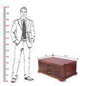 Babool Wood Drawers Storage Box for Living Room in Mahogany Finish